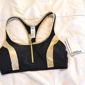 Sports Illustrated Women's Racerback Tank Black & Gold Bra, Size: S, NWT